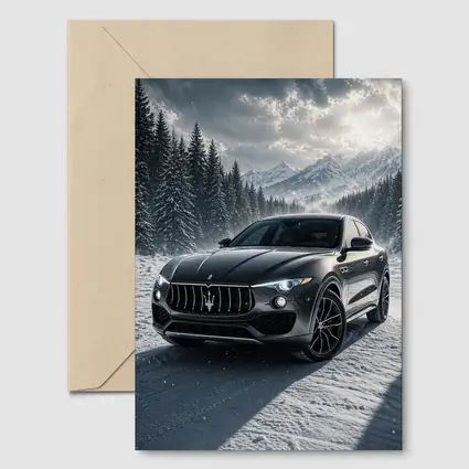 Maserati Levante Black Snow Winter Forest