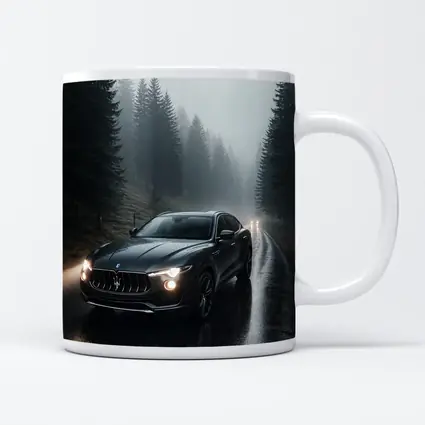 Maserati Levante Dark Rainy Forest Road