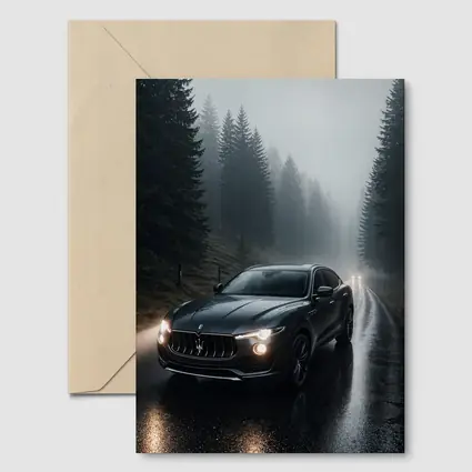 Maserati Levante Dark Rainy Forest Road