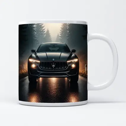 Maserati Levante Black SUV Foggy Forest Road