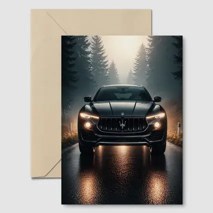 Maserati Levante Black SUV Foggy Forest Road