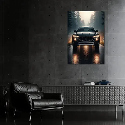Maserati Levante Black SUV Foggy Forest Road
