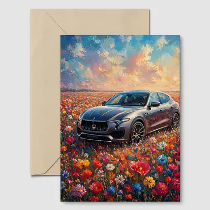 Maserati Levante Oil Painting Flower Field