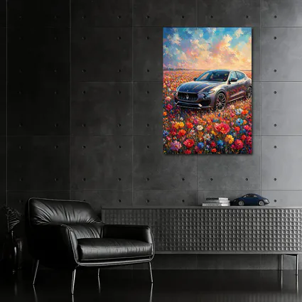 Maserati Levante Oil Painting Flower Field