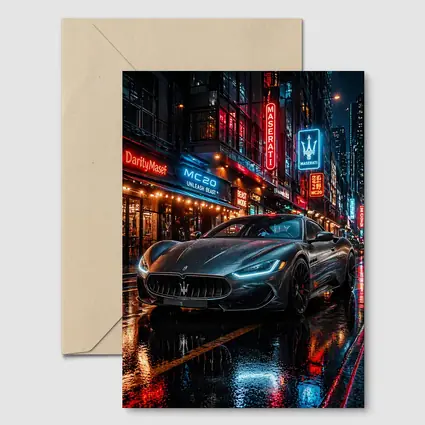 Maserati MC20 Neon City Rainy Night
