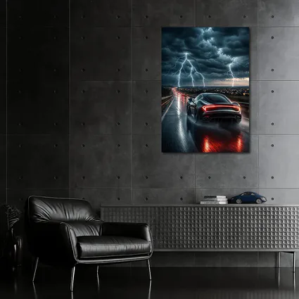 Maserati MC20 Racing Through Stormy Night