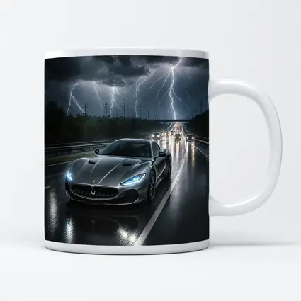 Maserati GranTurismo Racing Through Lightning Storm