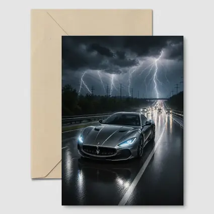 Maserati GranTurismo Racing Through Lightning Storm