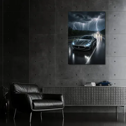 Maserati GranTurismo Racing Through Lightning Storm
