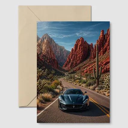 Maserati MC20 Driving Through Red Canyon Road