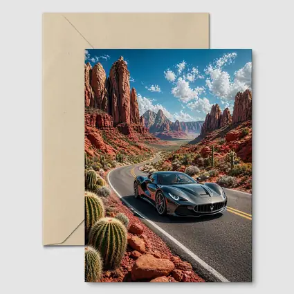 Maserati MC20 Cruising Red Rock Canyon Road