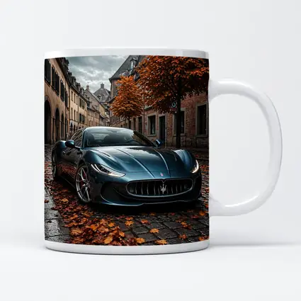 Maserati GranTurismo On Wet Cobblestone Street
