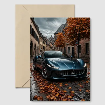Maserati GranTurismo On Wet Cobblestone Street