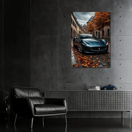 Maserati GranTurismo On Wet Cobblestone Street
