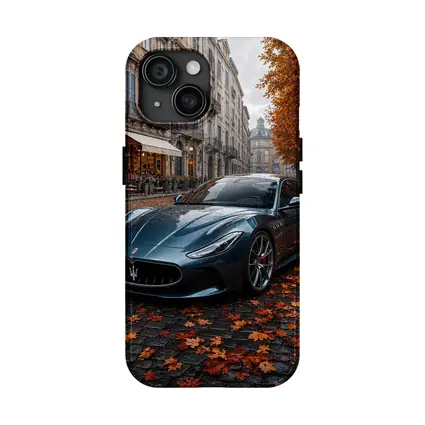 Maserati MC20 Wet Cobblestone Street Autumn