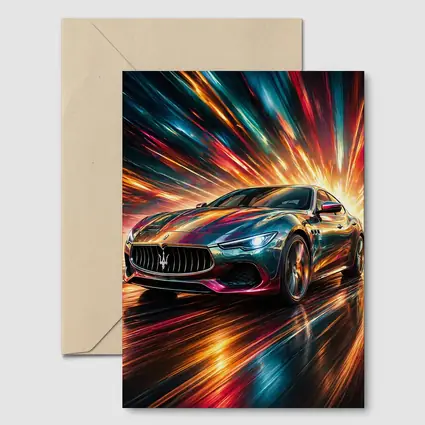 Maserati Quattroporte Colorful Abstract Speed Art