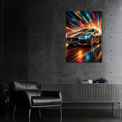 Maserati Quattroporte Colorful Abstract Speed Art