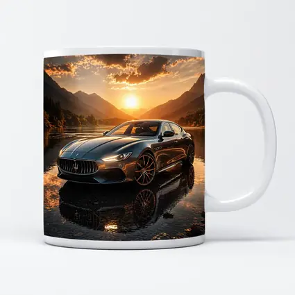 Maserati Quattroporte Sunset Mountain Lake Reflection