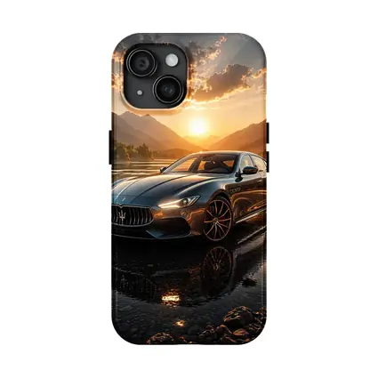 Maserati Quattroporte Sunset Mountain Lake Reflection
