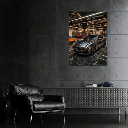 Maserati Ghibli Gray Luxury Car Showroom