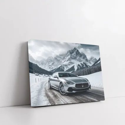 Maserati Quattroporte Silver Mountain Winter Road