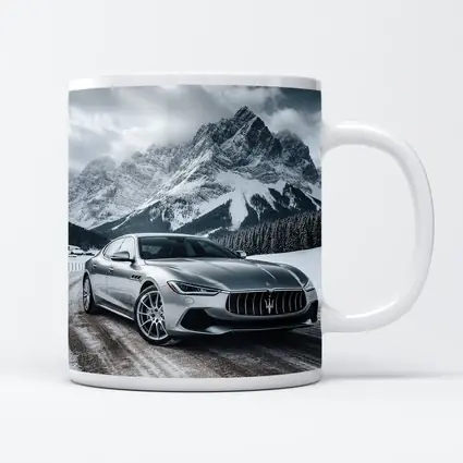 Maserati Quattroporte Silver Mountain Winter Road