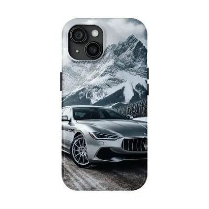 Maserati Quattroporte Silver Mountain Winter Road