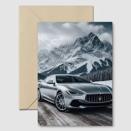 Maserati Quattroporte Silver Mountain Winter Road
