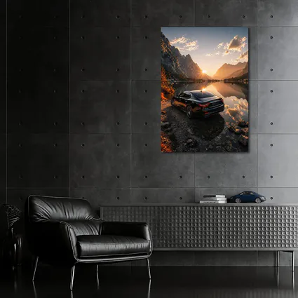 Maserati Quattroporte Black Sunset Mountain Lake