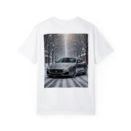 Maserati Quattroporte Driving Through Snowy Street