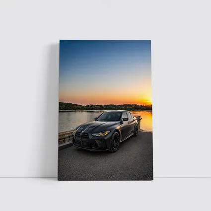 Matte Black BMW M3 Sedan Sunset Waterfront