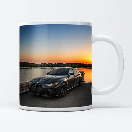 Matte Black BMW M3 Sedan Sunset Waterfront