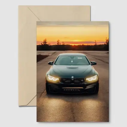 BMW M4 Matte Black Sunset Road Shot