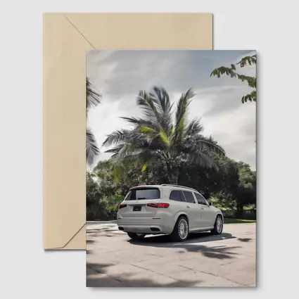 Mercedes Maybach GLS White Palm Trees Background