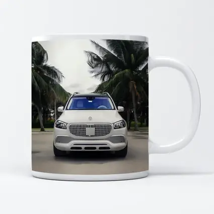 Mercedes Maybach GLS White Palm Trees Background