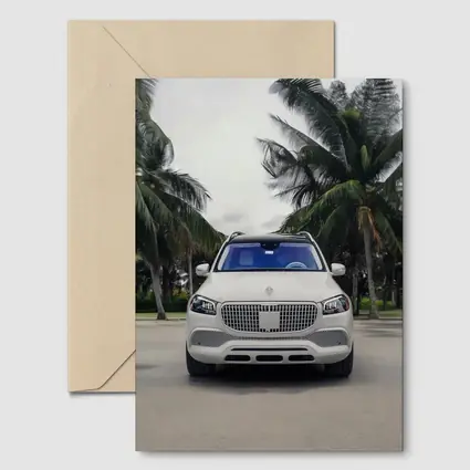 Mercedes Maybach GLS White Palm Trees Background