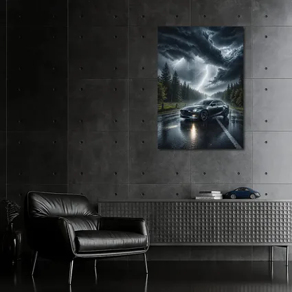 Mazda 3 Stormy Night Wet Road