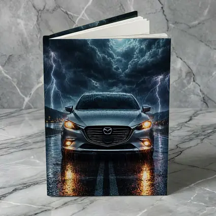 Mazda 3 Sedan Front View Thunderstorm Night