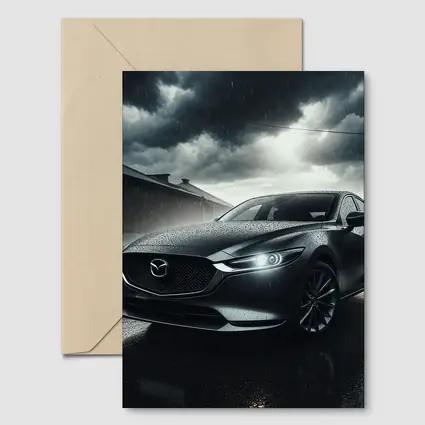 Mazda Six Sedan Rainy Street Dark Sky