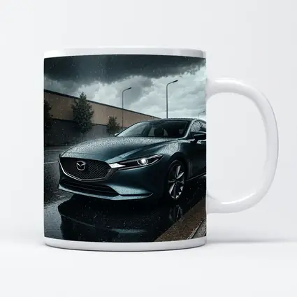 Mazda Six Sedan Rainy Street Dark Sky