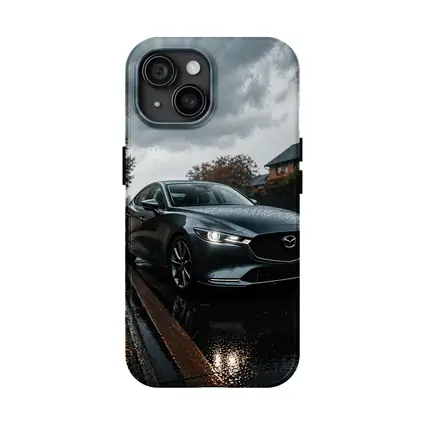 Mazda Six Sedan Wet Street Cloudy Day