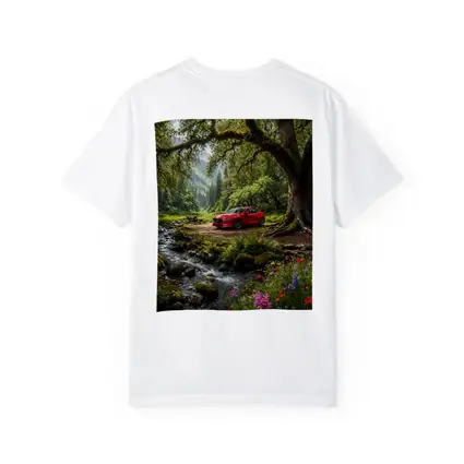 Red Mazda Six Forest Stream Nature Scene