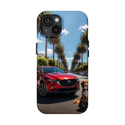 Mazda CX Red SUV Palm Tree Street