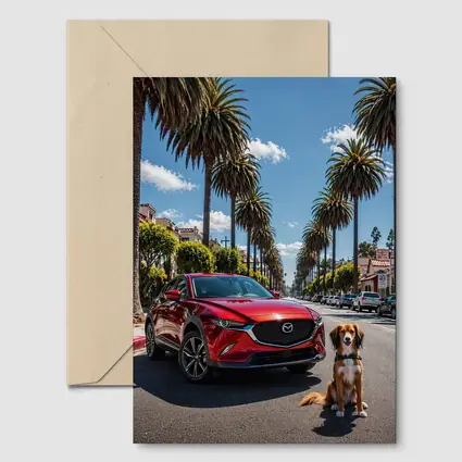Mazda CX Red SUV Palm Tree Street