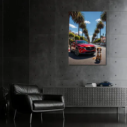 Mazda CX Red SUV Palm Tree Street