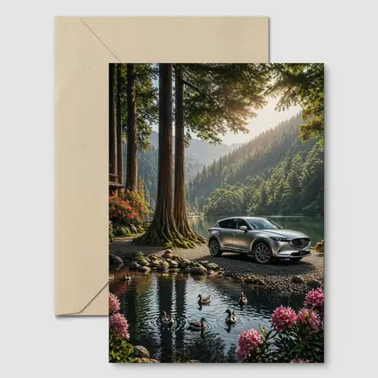 Mazda CX5 Parked By Forest Mountain Lake