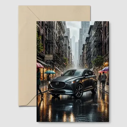 Mazda CX-9 Rainy City Street Scene