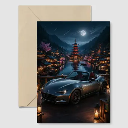 Mazda MX5 Miata Japanese Pagoda Night Scene