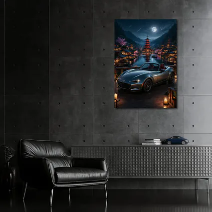 Mazda MX5 Miata Japanese Pagoda Night Scene