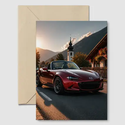 Mazda MX5 Miata Red Alpine Village Road